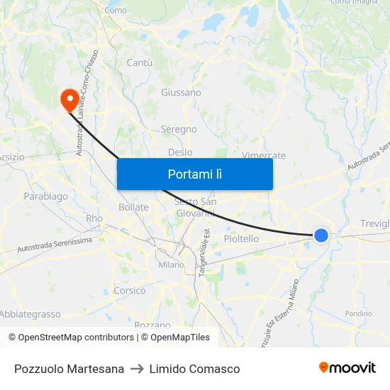 Pozzuolo Martesana to Limido Comasco map