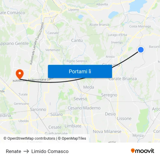 Renate to Limido Comasco map