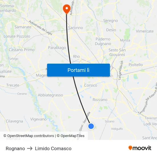 Rognano to Limido Comasco map