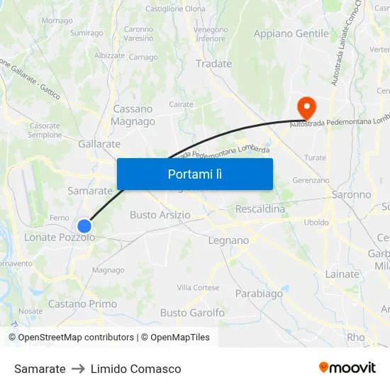 Samarate to Limido Comasco map