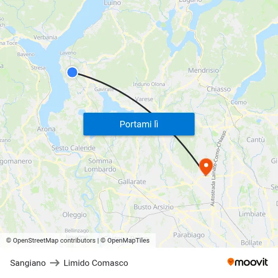 Sangiano to Limido Comasco map