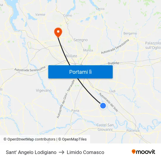 Sant' Angelo Lodigiano to Limido Comasco map