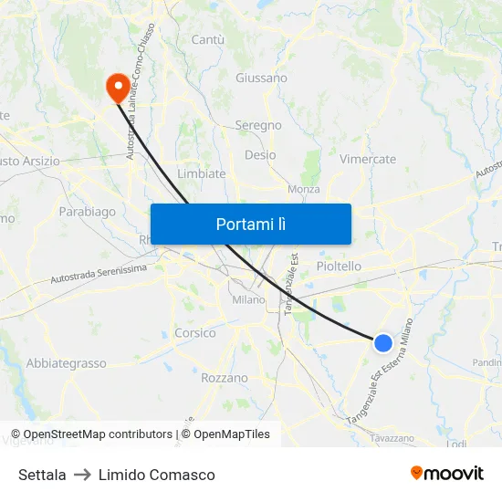 Settala to Limido Comasco map