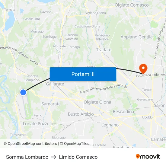 Somma Lombardo to Limido Comasco map