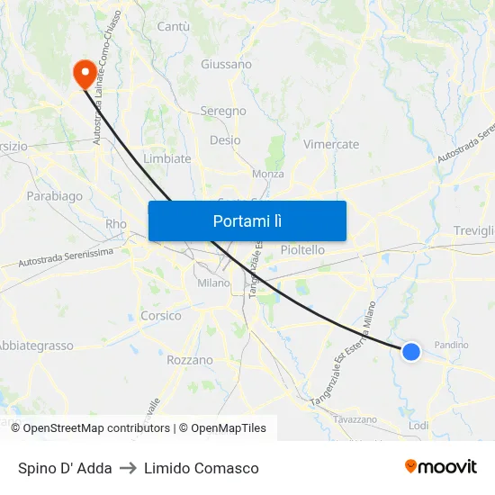 Spino D' Adda to Limido Comasco map