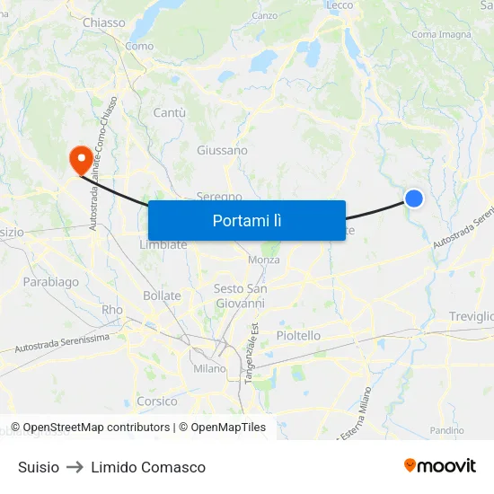 Suisio to Limido Comasco map