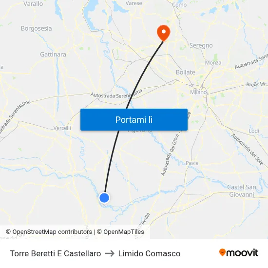 Torre Beretti E Castellaro to Limido Comasco map