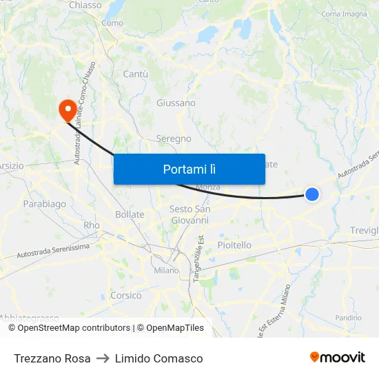 Trezzano Rosa to Limido Comasco map