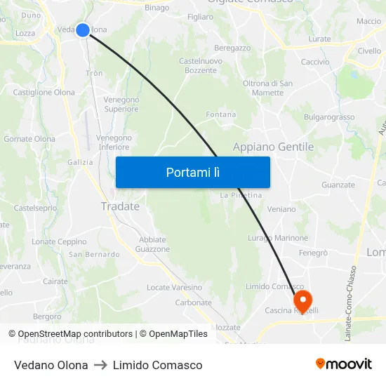 Vedano Olona to Limido Comasco map
