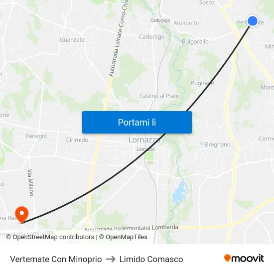 Vertemate Con Minoprio to Limido Comasco map