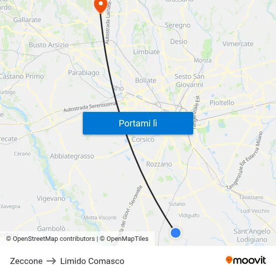 Zeccone to Limido Comasco map