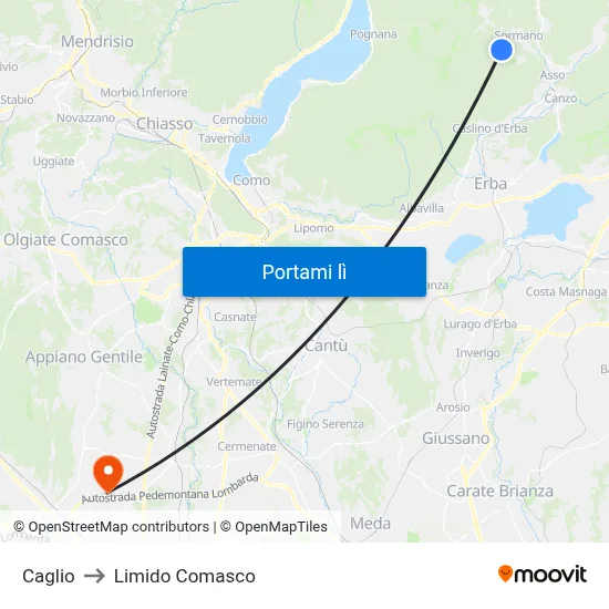 Caglio to Limido Comasco map