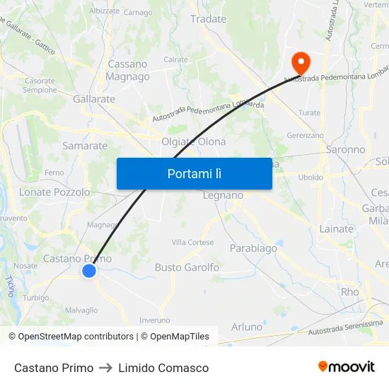 Castano Primo to Limido Comasco map