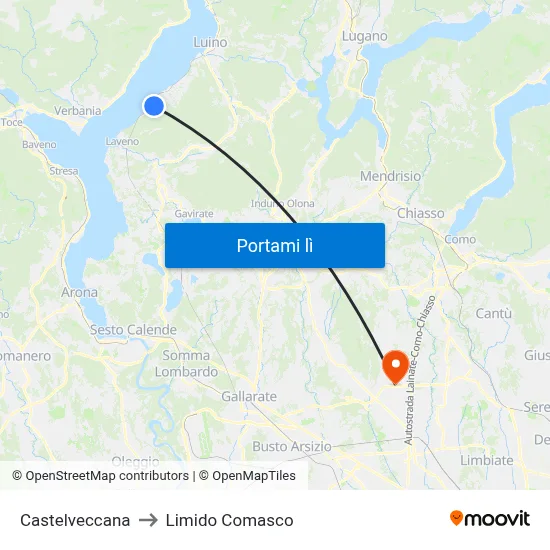 Castelveccana to Limido Comasco map