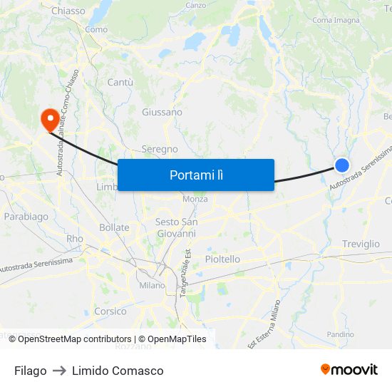 Filago to Limido Comasco map