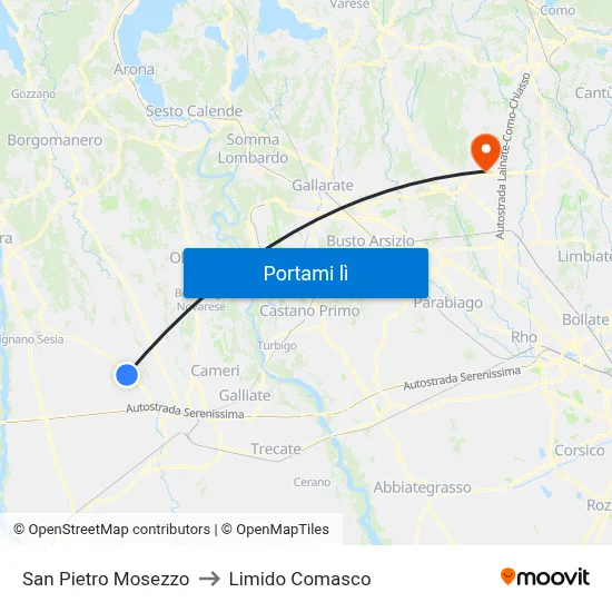 San Pietro Mosezzo to Limido Comasco map
