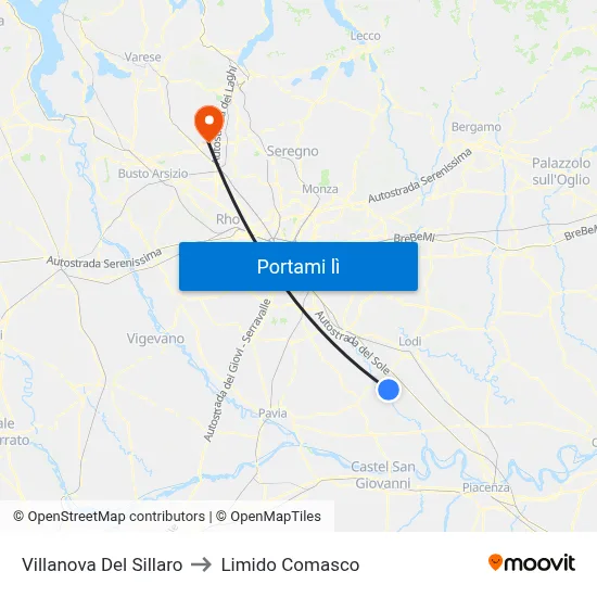 Villanova Del Sillaro to Limido Comasco map