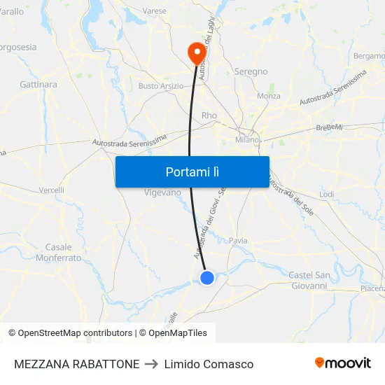 MEZZANA RABATTONE to Limido Comasco map