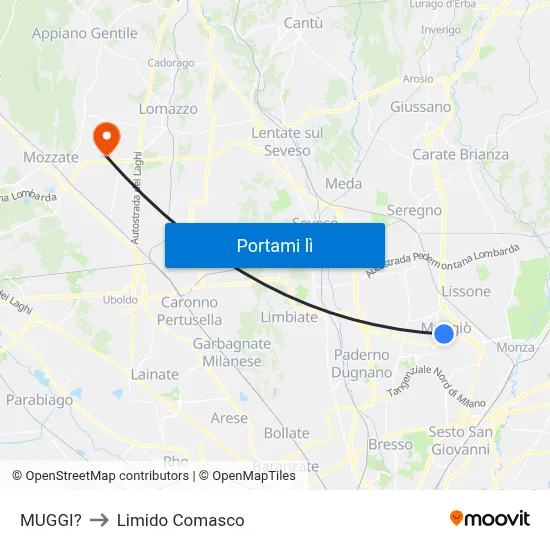 MUGGI? to Limido Comasco map