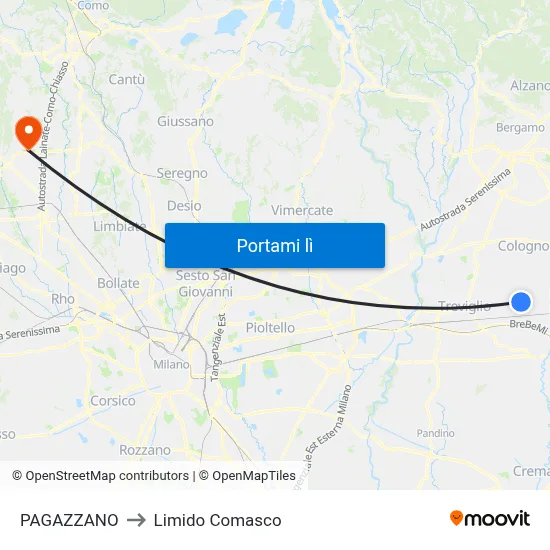 PAGAZZANO to Limido Comasco map