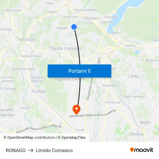 RONAGO to Limido Comasco map