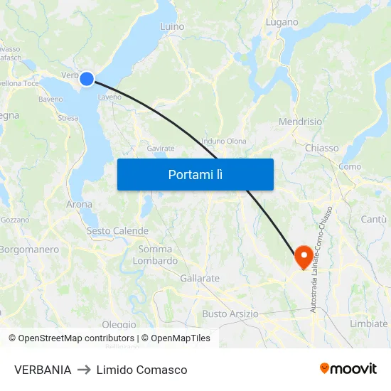 VERBANIA to Limido Comasco map