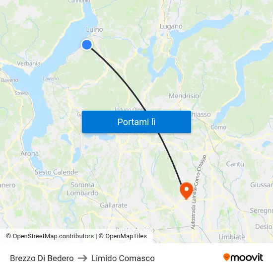 Brezzo Di Bedero to Limido Comasco map