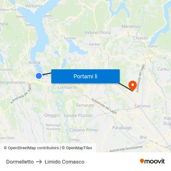 Dormelletto to Limido Comasco map
