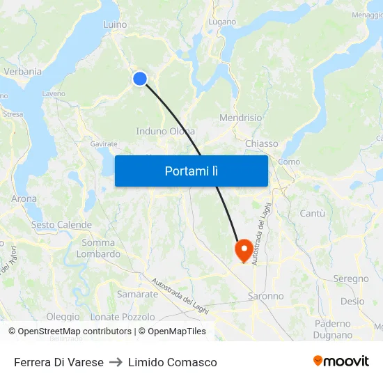 Ferrera Di Varese to Limido Comasco map