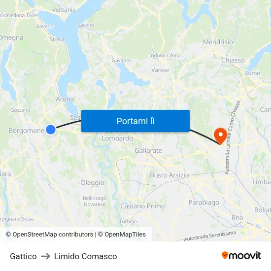 Gattico to Limido Comasco map