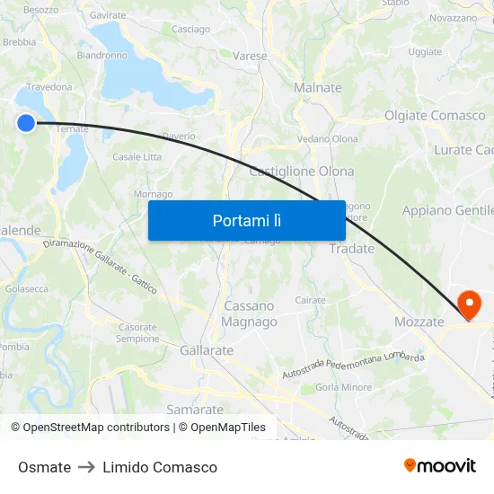 Osmate to Limido Comasco map