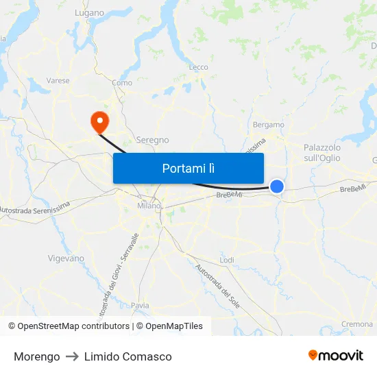 Morengo to Limido Comasco map