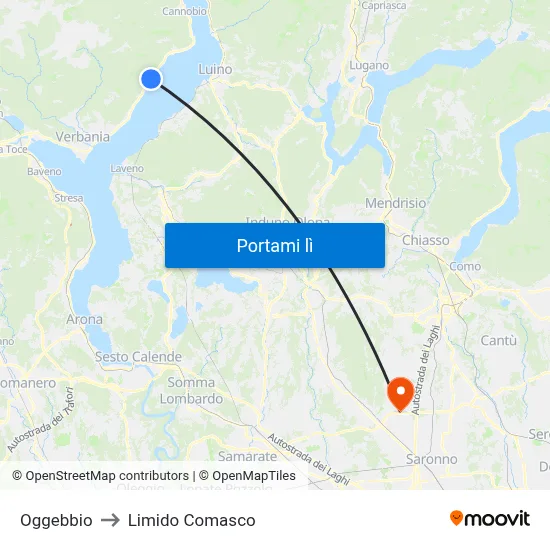 Oggebbio to Limido Comasco map