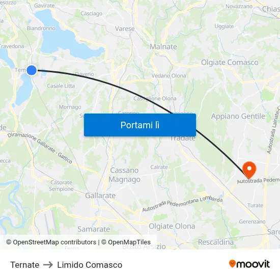 Ternate to Limido Comasco map
