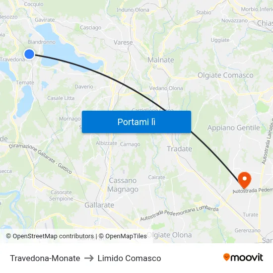 Travedona-Monate to Limido Comasco map