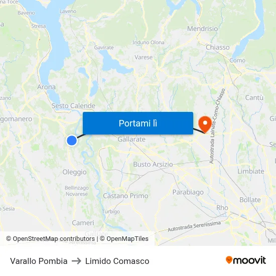 Varallo Pombia to Limido Comasco map