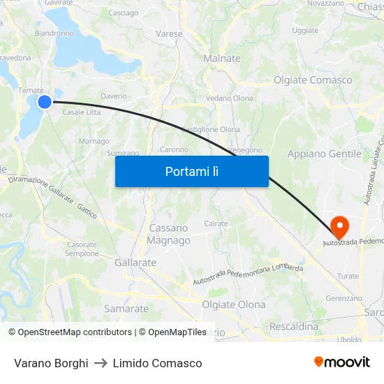 Varano Borghi to Limido Comasco map