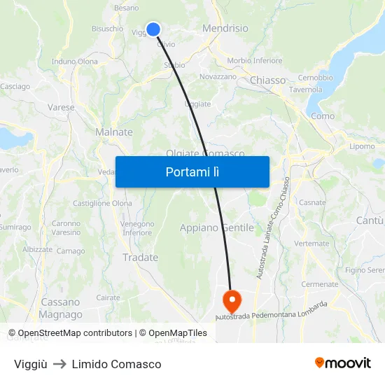 Viggiù to Limido Comasco map