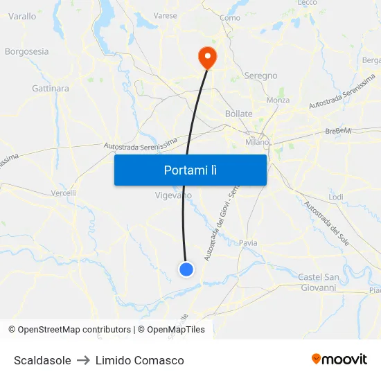 Scaldasole to Limido Comasco map