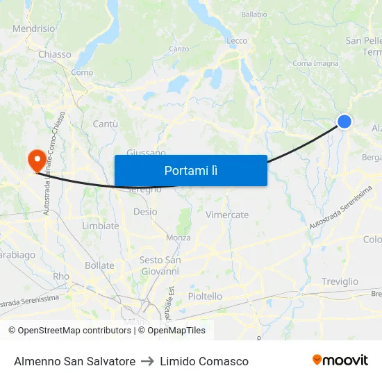 Almenno San Salvatore to Limido Comasco map