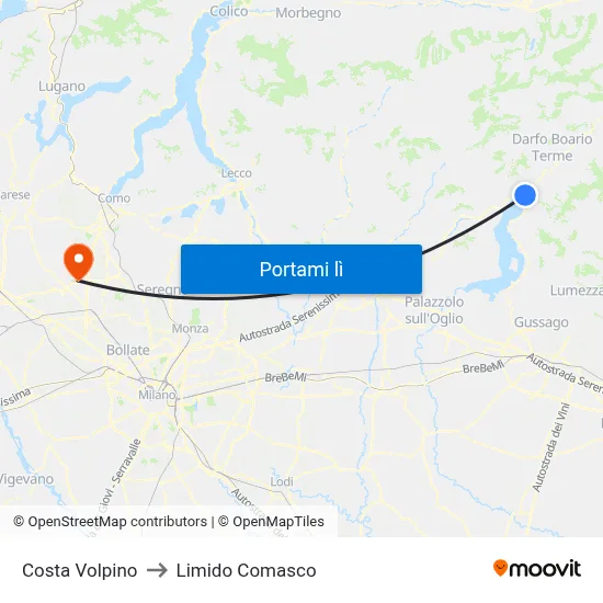 Costa Volpino to Limido Comasco map