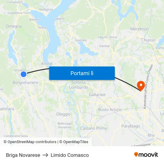 Briga Novarese to Limido Comasco map