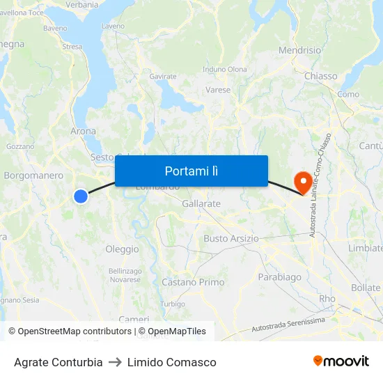 Agrate Conturbia to Limido Comasco map