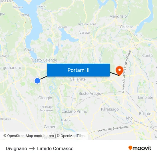 Divignano to Limido Comasco map