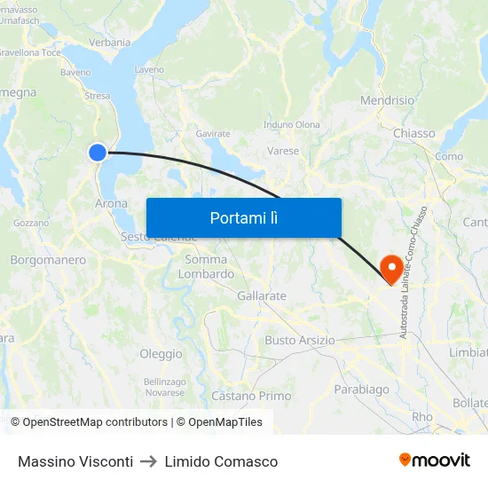 Massino Visconti to Limido Comasco map