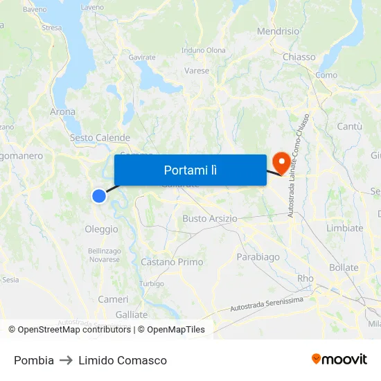 Pombia to Limido Comasco map
