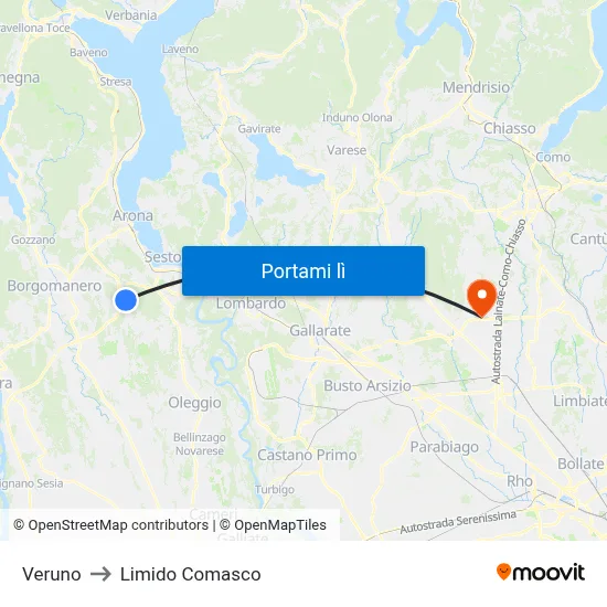 Veruno to Limido Comasco map