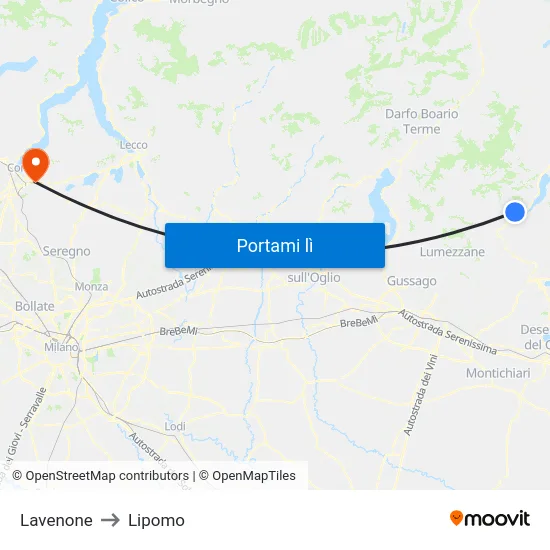 Lavenone to Lipomo map