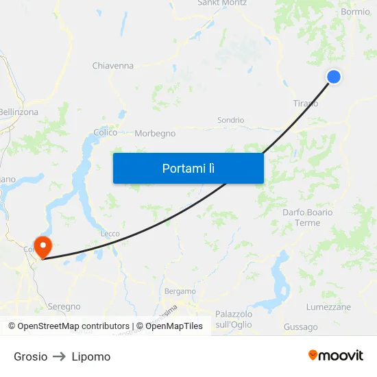 Grosio to Lipomo map