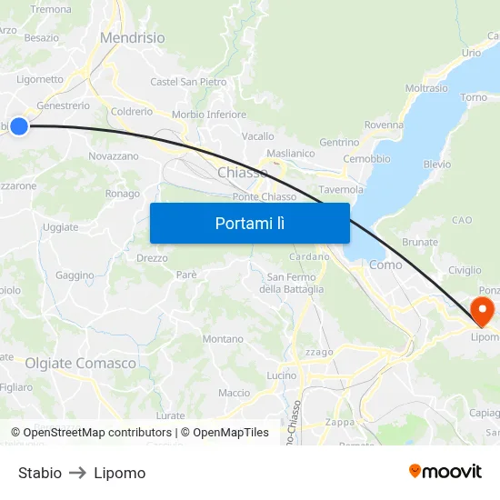 Stabio to Lipomo map
